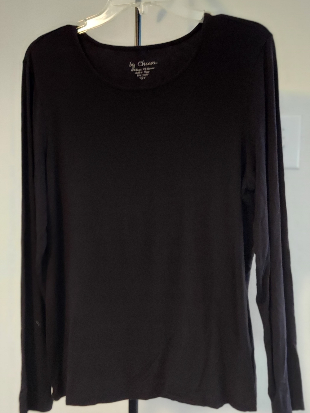 Chico's Black Long Sleeve Scoop Neck Top